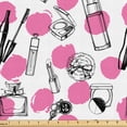 thumbnail image 1 of Ambesonne Feminine Fabric by the Yard Upholstery, Perfume Lipstick Makeup, 2 Yards, Pink and Charcoal Grey, 1 of 1