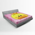 thumbnail image 1 of Ambesonne Feminine Fitted Sheet, Cartoon Duck with Tiara, Full Size, Yellow and Pink, 1 of 2
