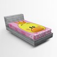 thumbnail image 1 of Ambesonne Feminine Fitted Sheet, Cartoon Duck with Tiara, Twin Size, Yellow and Pink, 1 of 2