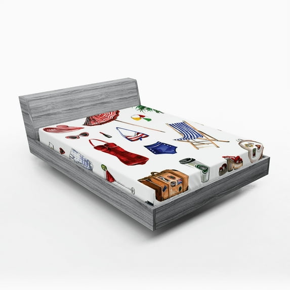 Ambesonne Feminine Fitted Sheet, Female Summer Fashion, Full Size, Multicolor