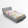 thumbnail image 1 of Ambesonne Feminine Fitted Sheet, Golden Gemstones Tiaras, Twin XL Size, Yellow Pink Red, 1 of 2