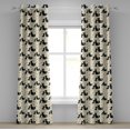 thumbnail image 1 of Ambesonne Feminine Grommet Curtain, Dog Cat Pet Love Romance, 50" x 120", Beige Black Red, 1 of 6