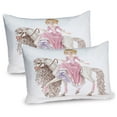 thumbnail image 1 of Ambesonne Feminine Pillow Sham 2 Pack, Cartoon on White Horse, 36"x20", Cream Pink, 1 of 3