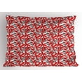 thumbnail image 1 of Ambesonne Feminine Pillow Sham, Doodle Flower Romance Art, 26" X 20", Scarlet White Black, 1 of 2