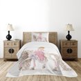 thumbnail image 1 of Ambesonne Feminine Quilted Bedspread Set 2 Pcs, Cartoon on White Horse, Twin Size, Cream Pink, 1 of 3