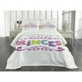 thumbnail image 1 of Ambesonne Feminine Quilted Bedspread Set 3 Pcs, Little Cartoon Words, Queen Size, Fuchsia Green, 1 of 5
