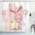 thumbnail image 1 of Ambesonne Feminine Shower Curtain, Rabbit Bunny with a Star, 69"Wx84"L, Yellow Pink, 1 of 5
