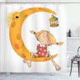 thumbnail image 1 of Ambesonne Feminine Shower Curtain, Sitting on the Moon, 69"Wx84"L, Orange, 1 of 5