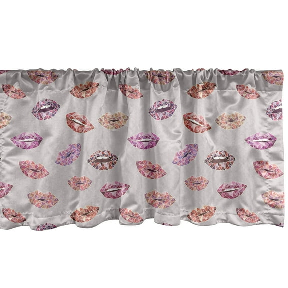 Ambesonne Feminine Window Valance, Abstract Lipstick Lips, 42" x 12", Pale Mauve Multicolor