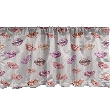 Ambesonne Feminine Window Valance, Abstract Lipstick Lips, 54" X 18", Pale Mauve Multicolor