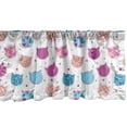 thumbnail image 1 of Ambesonne Feminine Window Valance, Cat Heads Silhouettes with Stars Dots and Stripes Checked Patterns Patchwork, Curtain Valance for Kitchen Bedroom Decor with Rod Pocket, 54" X 12", Fuchsia and Blue, 1 of 3