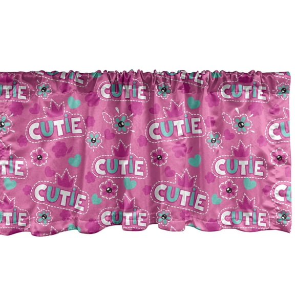 Ambesonne Feminine Window Valance, Crown Pattern Flower, 54" X 18", Fuchsia
