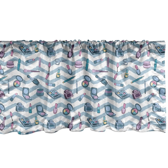Ambesonne Feminine Window Valance, Ladies Beauty Makeup Items, 42" x 12", Cadet Blue Multicolor