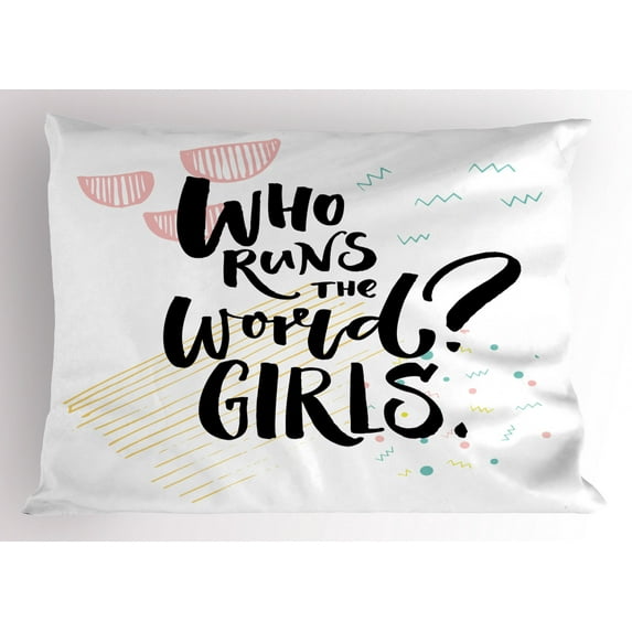 Ambesonne Feminist Pillow Sham, Inspirational Phrase, 26" X 20", Multicolor