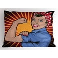 thumbnail image 1 of Ambesonne Feminist Pillow Sham, Retro Powerful Woman, 26" X 20", Multicolor, 1 of 2