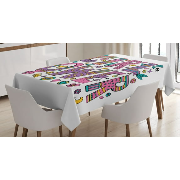 Ambesonne Feminist Tablecloth Rectangular Table Cover, Hippie Boho Girl Words, 60"x84", Multicolor
