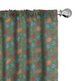 thumbnail image 1 of Ambesonne Fern Green Curtains, Floral Swirls, Pair of 28"x95", Orange Blue and Red, 1 of 5