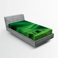 thumbnail image 1 of Ambesonne Fern Green Fitted Sheet, Meadow Fields Hills, Twin Size, Emerald, 1 of 2