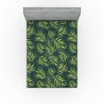 thumbnail image 1 of Ambesonne Fern Leaves Fitted Sheet, Leafy Jungle Pattern, Full Size, Lime Green Forest Green, 1 of 5