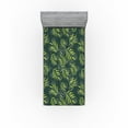 thumbnail image 1 of Ambesonne Fern Leaves Fitted Sheet, Leafy Jungle Pattern, Twin XL Size, Lime Green Forest Green, 1 of 5