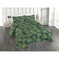 thumbnail image 1 of Ambesonne Fern Leaves Quilted Bedspread Set 3 Pcs, Leafy Jungle Pattern, King, Lime Green Forest Green, 1 of 4
