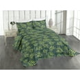 thumbnail image 1 of Ambesonne Fern Leaves Quilted Coverlet 3 Pcs, Leafy Jungle Pattern, Queen Size, Lime Green Forest Green, 1 of 4
