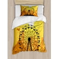 thumbnail image 1 of Ambesonne Ferris Wheel Duvet Cover Set, Amusement Park City, Twin, Mustard Ginger, 1 of 3