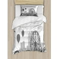 thumbnail image 1 of Ambesonne Ferris Wheel Duvet Cover Set, Park Silhouette City, Twin, Grey Pale Grey and White, 1 of 3