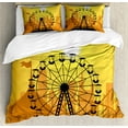 thumbnail image 1 of Ambesonne Ferris Wheel Duvet Cover Sets, Amusement Park City, 2-Queen, Mustard Ginger, 1 of 7