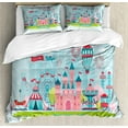 thumbnail image 1 of Ambesonne Ferris Wheel Duvet Cover Sets, Cartoon Fun, 2-King, Pale Blue Multicolor, 1 of 3