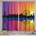 thumbnail image 1 of Ambesonne Ferris Wheel Kitchen Curtains, Skyline at Sunset, 55"x39", Multicolor, 1 of 3
