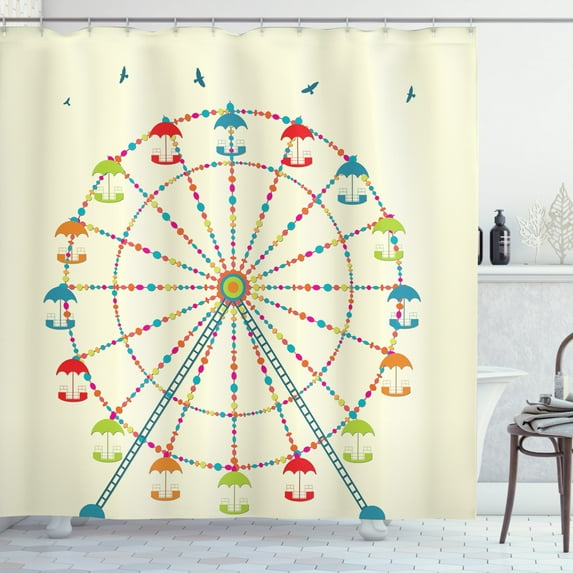 Ambesonne Ferris Wheel Shower Curtain, Colorful Structure, 69"Wx84"L, Multicolor
