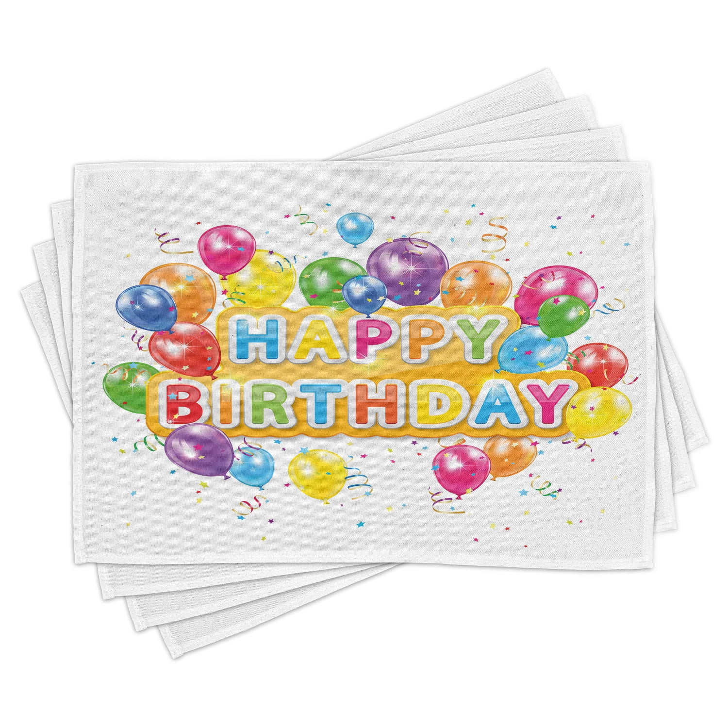Ambesonne Festival Place Mats Set of 4, Vivid Birthday Balloon ...