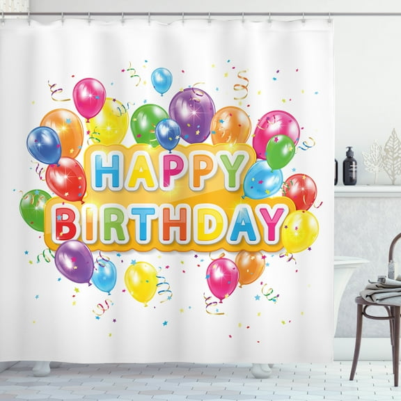 Ambesonne Festival Shower Curtain, Vivid Birthday Balloon, 69"Wx70"L, Multicolor