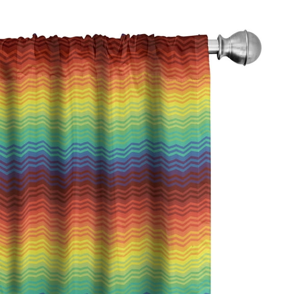 Ambesonne Fiesta Curtains, Tribal Culture Zigzags, Pair of 28"x63", Multicolor
