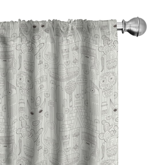 Ambesonne Fiesta Party Curtains, Antique Mexican Sombre, Pair of 28"x63", Coconut Ivory
