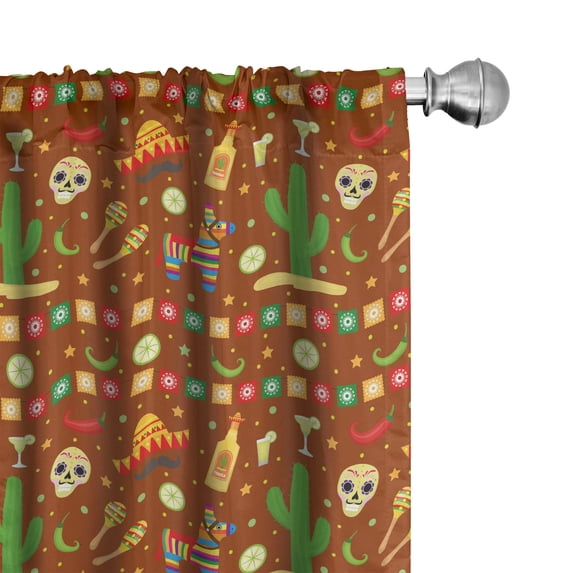 Ambesonne Fiesta Party Curtains, Holiday Mexico Art, Pair of 28"x63", Redwood Fern Green