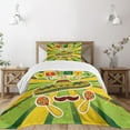 thumbnail image 1 of Ambesonne Fiesta Quilted Bedspread Set 2 Pcs, Maracas and Mustache, Twin Size, Green Yellow Vermilion, 1 of 5