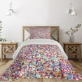 thumbnail image 1 of Ambesonne Fiesta Quilted Coverlet 2 Pcs, Round Pattern, Twin Size, Multicolor, 1 of 4