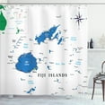 thumbnail image 1 of Ambesonne Fiji Shower Curtain, Mapping with Names Written, 69"Wx70"L, White Cobalt Blue Green, 1 of 3