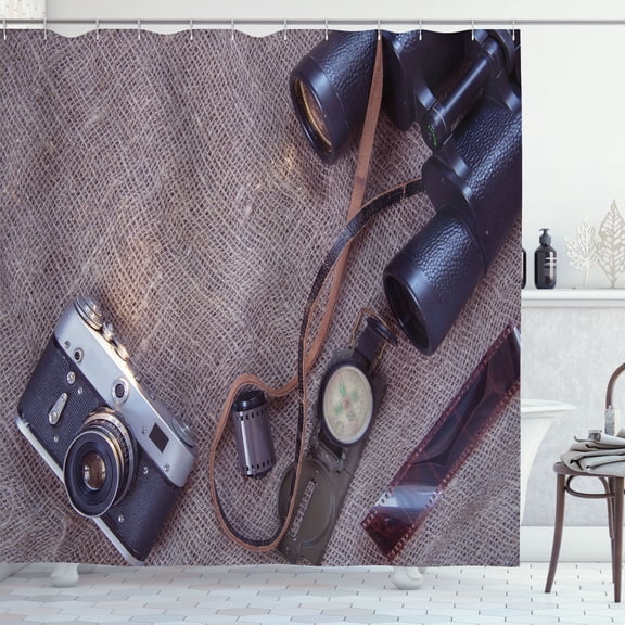 Ambesonne Film Theme Shower Curtain, Camera Photography Image, 69"Wx70"L, Multicolor