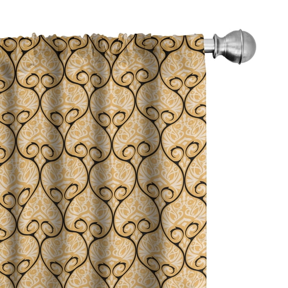 Ambesonne Fine Art Window Curtains, Ornamental Details, Each 28" W x 84" L, Pale Orange Champagne