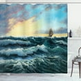thumbnail image 1 of Ambesonne Fine Art Shower Curtain, Ship in the Sea Painting, 69"Wx84"L, Multicolor, 1 of 3