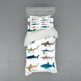 thumbnail image 1 of Ambesonne Fish Bedding Set 3 Pcs, Cartoon Shark Types Wild, Twin, Multicolor, 1 of 3