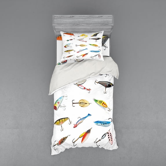 Ambesonne Fish Bedding Set 3 Pcs, Hunting Hobby Leisure, Twin, Multicolor