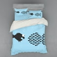 thumbnail image 1 of Ambesonne Fish Bedding Set 4 Pcs, Funny Cartoon Motivation, Queen, Blue and Black, 1 of 3