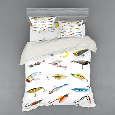 Ambesonne Fish Bedding Set 4 Pcs, Hunting Hobby Leisure, Queen, Multicolor