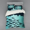 thumbnail image 1 of Ambesonne Fish Bedding Set 4 Pcs, Surreal Ocean Life Theme, Queen, Blue Turquoise, 1 of 3