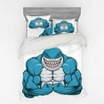 thumbnail image 1 of Ambesonne Fish Bedding Set 4 Pcs, Toothy White Shark Smiling, Queen, Pale Grey Petrol Blue, 1 of 2