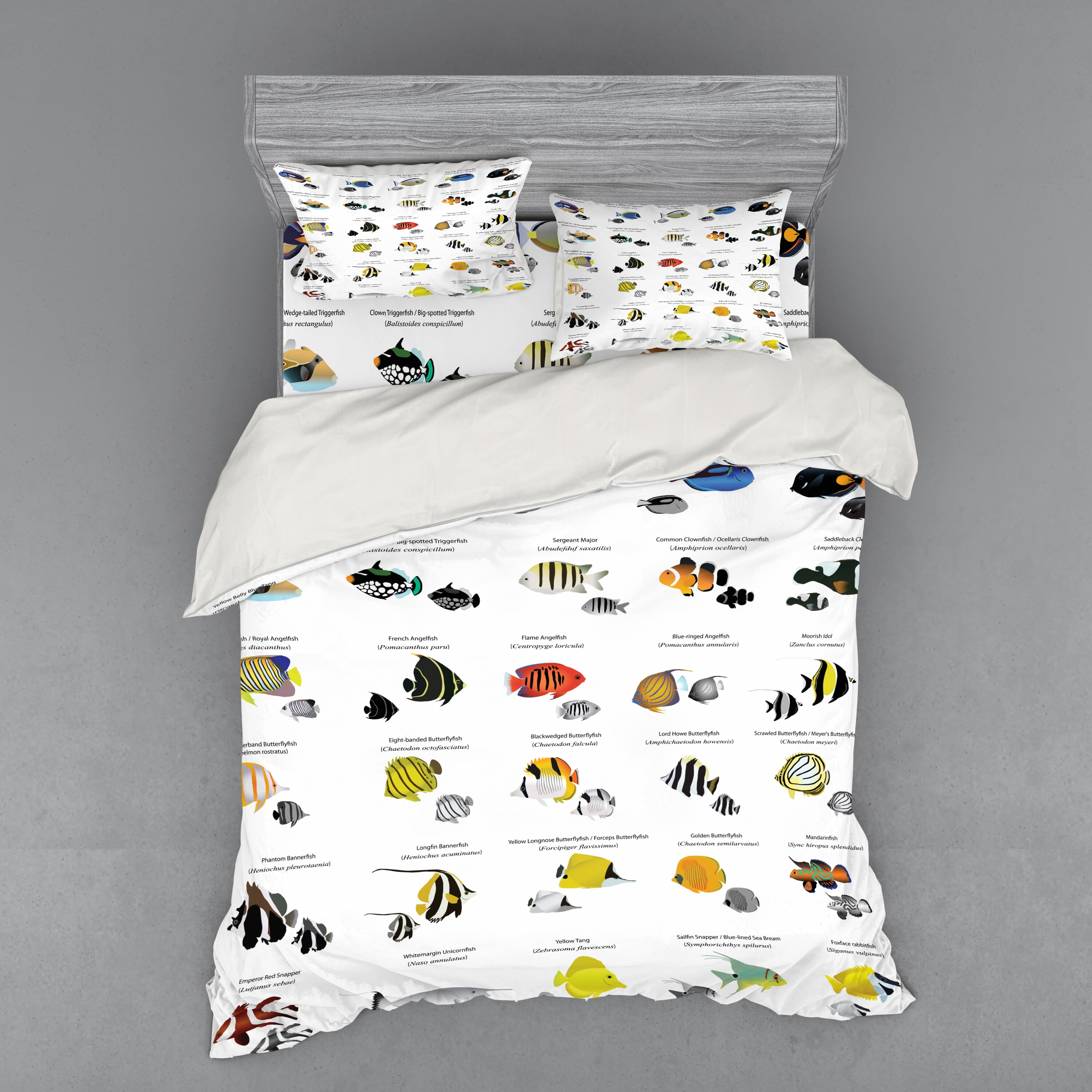 Ambesonne Fish Bedding Set 4 Pcs, Underwater Aquatic Species, Queen ...